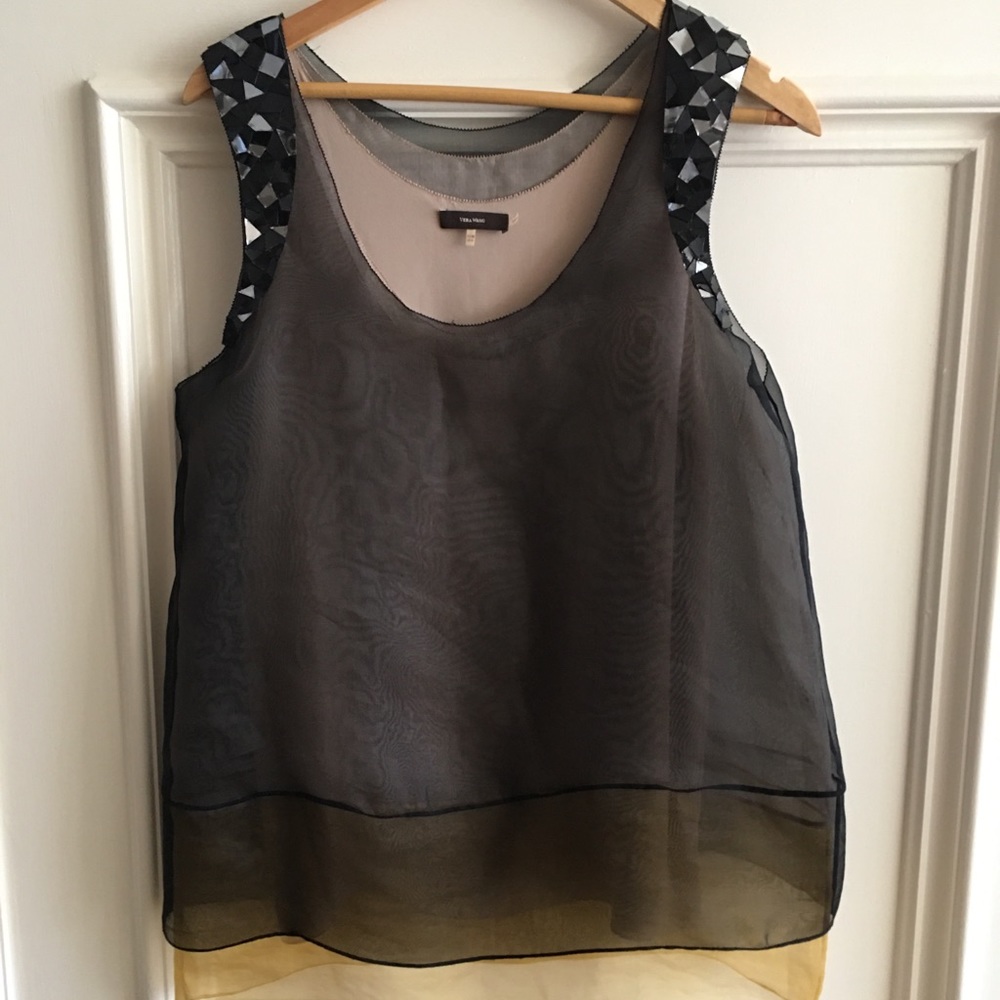Vera Wang collection silk chiffon Top